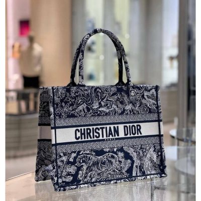 Replica Dior Small Book Tote Blue Toile De Jouy Reverse Embroidery M1296