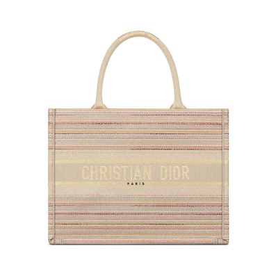 Replica Dior Small Book Tote Multicolor Stripes Embroidery M1296
