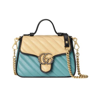 Replica Gucci Gg Marmont Mini Bag 583571 Butter And Pastel Blue Leather