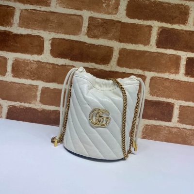 Replica Gucci Gg Marmont Mini Bucket Bag 575163 White