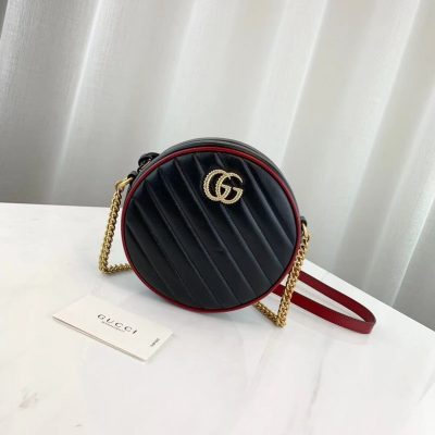 Alternative view of Replica Gucci Gg Marmont Mini Round Shoulder Bag 550154 Black