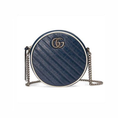 Replica Gucci Gg Marmont Mini Round Shoulder Bag 550154 Blue