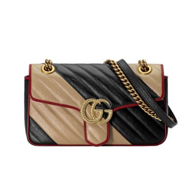 Replica Gucci Gg Marmont Small Shoulder Bag 443497 Beige/Black