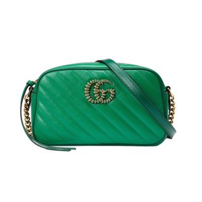 Replica Gucci Gg Marmont Small Shoulder Bag 447632 Green And Emerald Leather