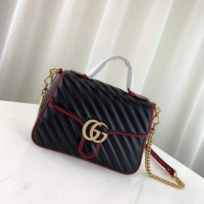 Alternative view of Replica Gucci Gg Marmont Small Top Handle Bag 498110 Black