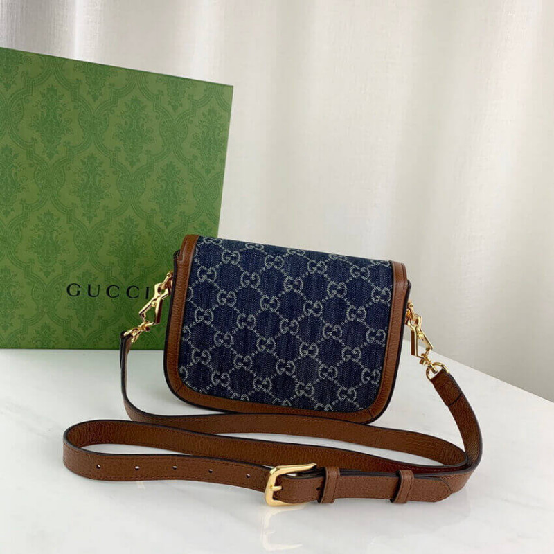 Replica Gucci Horsebit 1955 Denim Mini Bag 658574 - Image 4