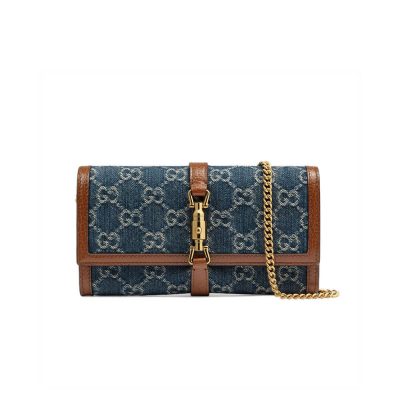 Replica Gucci Jackie 1961 Chain Wallet 652681 In Blue Denim