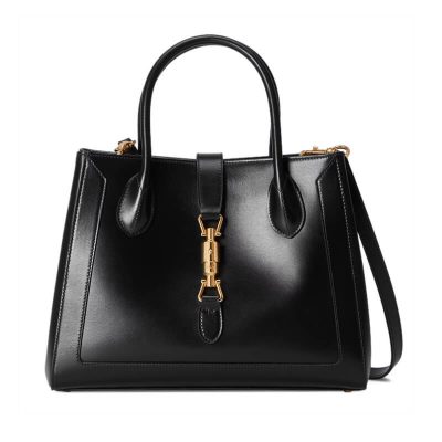 Replica Gucci Jackie 1961 Medium Tote Bag In Black Leather 649016