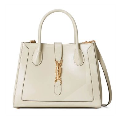 Replica Gucci Jackie 1961 Medium Tote Bag In White Leather 649016