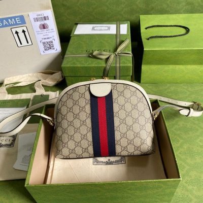 Replica Gucci Ophidia Gg Small Shoulder Bag In White Gg Canvas