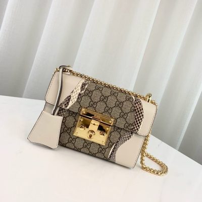Alternative view of Replica Gucci Padlock Snakeskin Small Shoulder Bag 432182 White