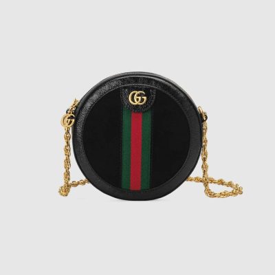 Replica Gucci Suede Ophidia Mini Round Shoulder Bag 550618