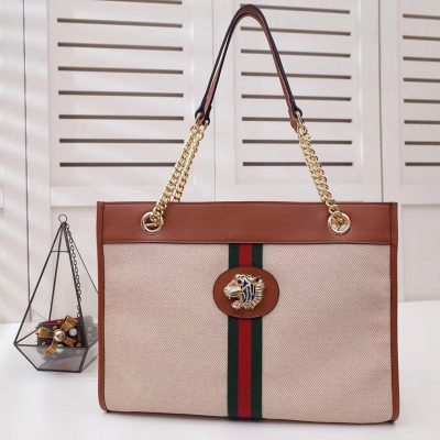 Alternative view of Replica Gucci Vintage Canvas Rajah Gg Tweed Large Tote 537219