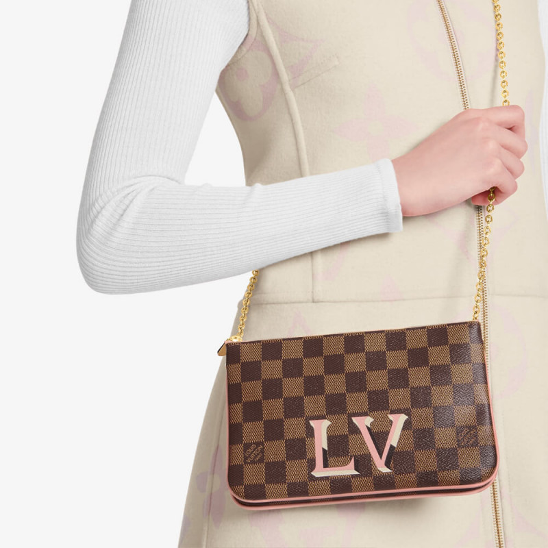 Replica Louis Vuitton Damier Ebene Double Zip Pochette N60254 - Image 3