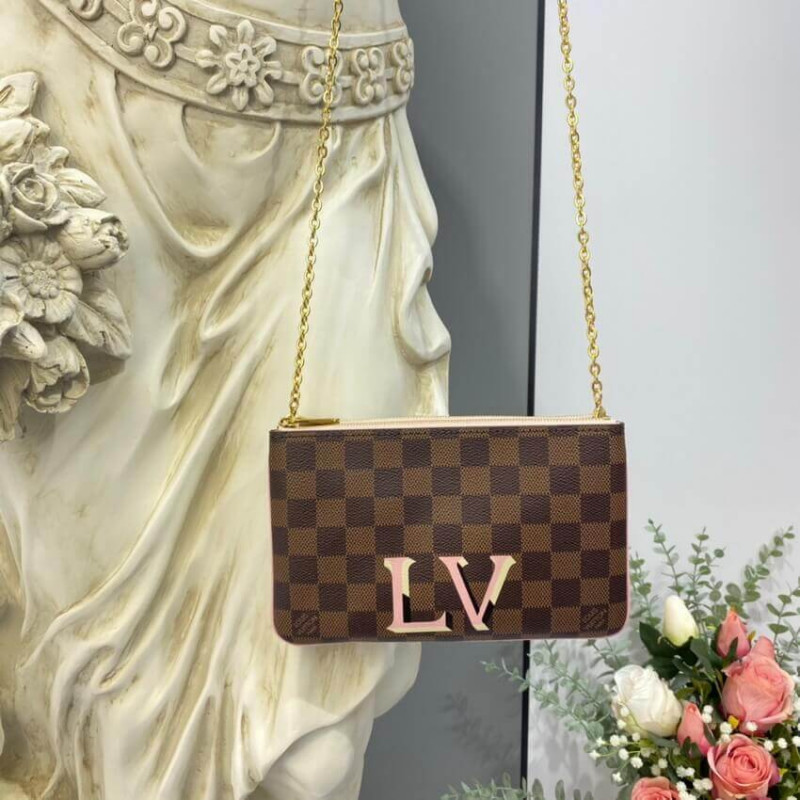 Replica Louis Vuitton Damier Ebene Double Zip Pochette N60254 - Image 4