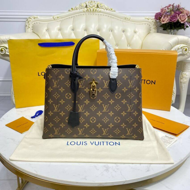 Replica Louis Vuitton Monogram Canvas Flower Tote M43550 Black - Image 4
