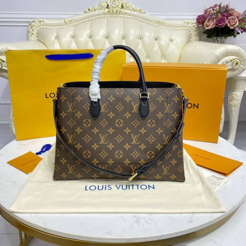 Replica Louis Vuitton Monogram Canvas Flower Tote M43550 Black - Image 6