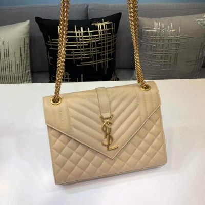 Replica Saint Laurent Grain Leather Envelope Medium Bag 487206
