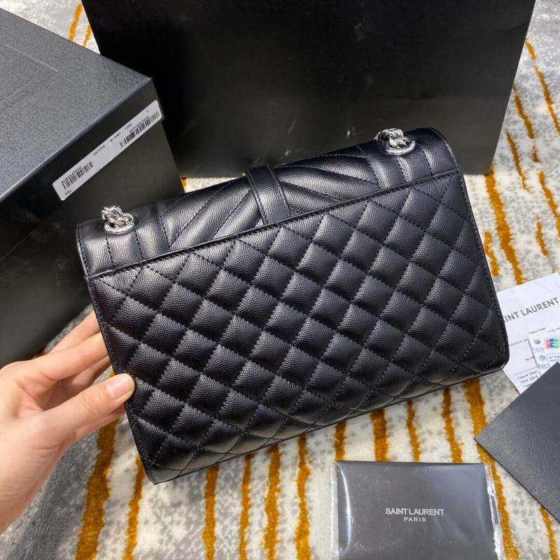 Replica Saint Laurent Grain Leather Envelope Medium Bag 487206 Black - Image 3