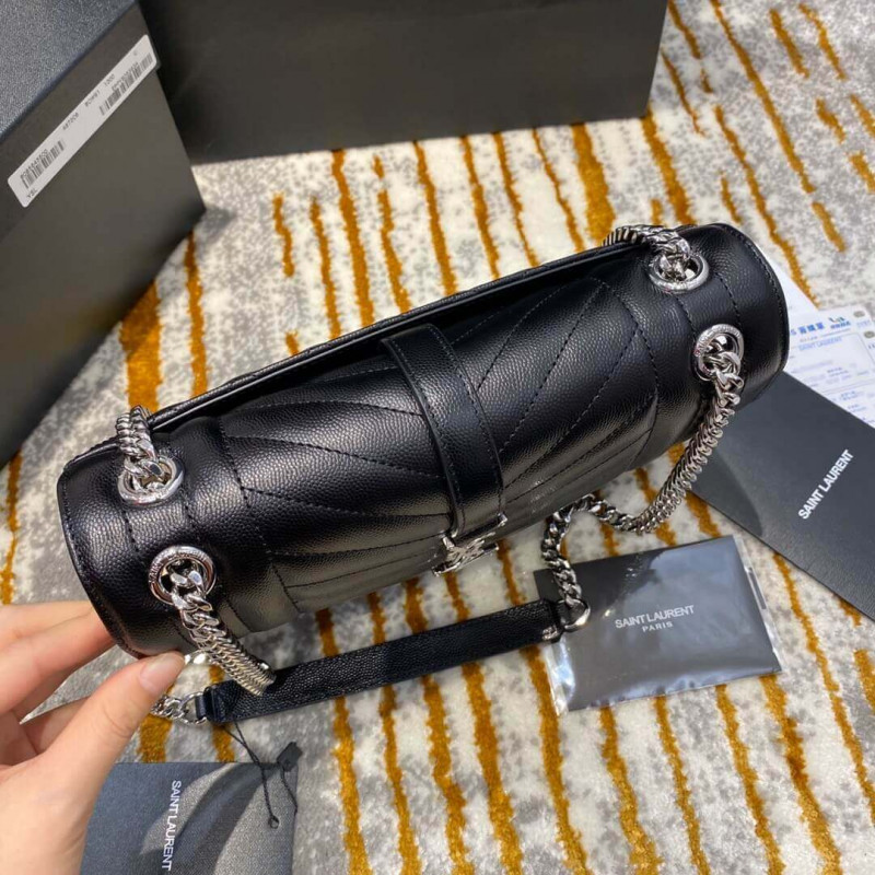 Replica Saint Laurent Grain Leather Envelope Medium Bag 487206 Black - Image 5