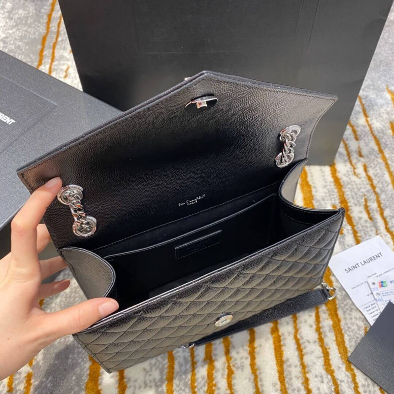 Replica Saint Laurent Grain Leather Envelope Medium Bag 487206 Black - Image 7