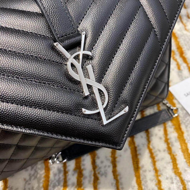 Replica Saint Laurent Grain Leather Envelope Medium Bag 487206 Black - Image 8