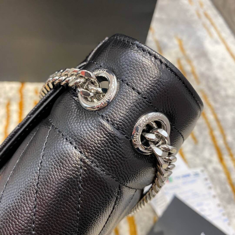 Replica Saint Laurent Grain Leather Envelope Medium Bag 487206 Black - Image 9