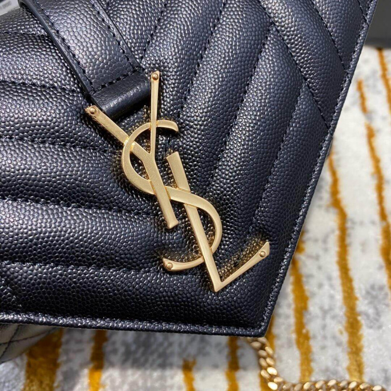 Replica Saint Laurent Grain Leather Envelope Small Bag 526286 Black - Image 11