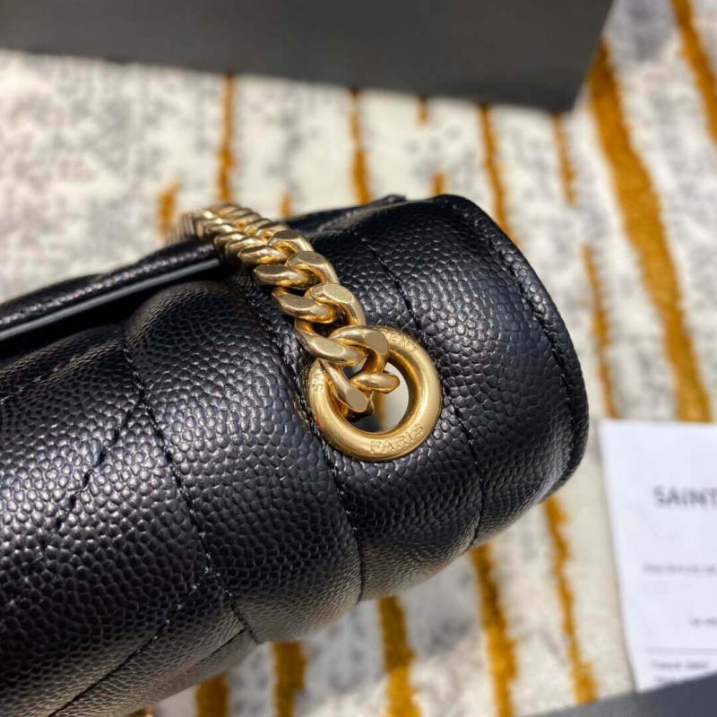Replica Saint Laurent Grain Leather Envelope Small Bag 526286 Black - Image 12