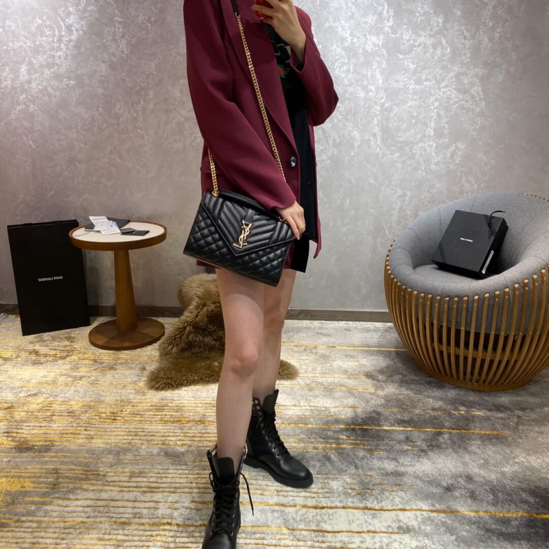 Replica Saint Laurent Grain Leather Envelope Small Bag 526286 Black - Image 5