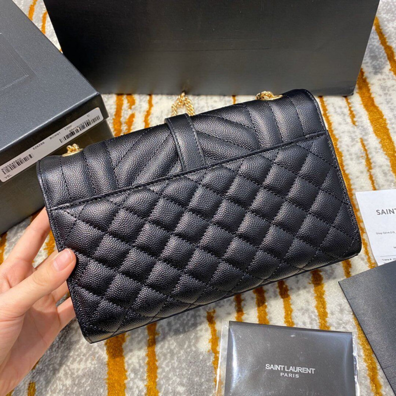 Replica Saint Laurent Grain Leather Envelope Small Bag 526286 Black - Image 6