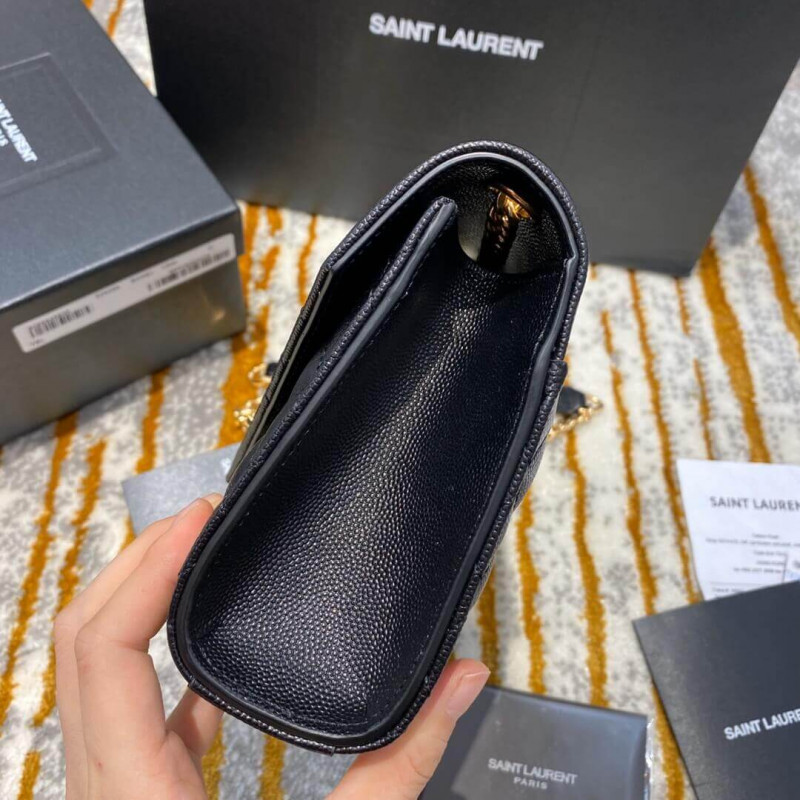Replica Saint Laurent Grain Leather Envelope Small Bag 526286 Black - Image 7