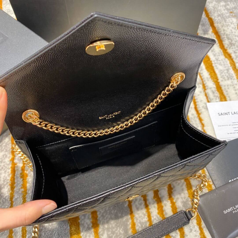 Replica Saint Laurent Grain Leather Envelope Small Bag 526286 Black - Image 10