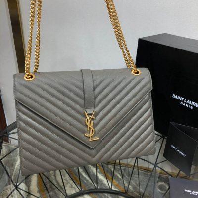 Replica Saint Laurent Grain Leather Large Envelope Chain Bag 396910