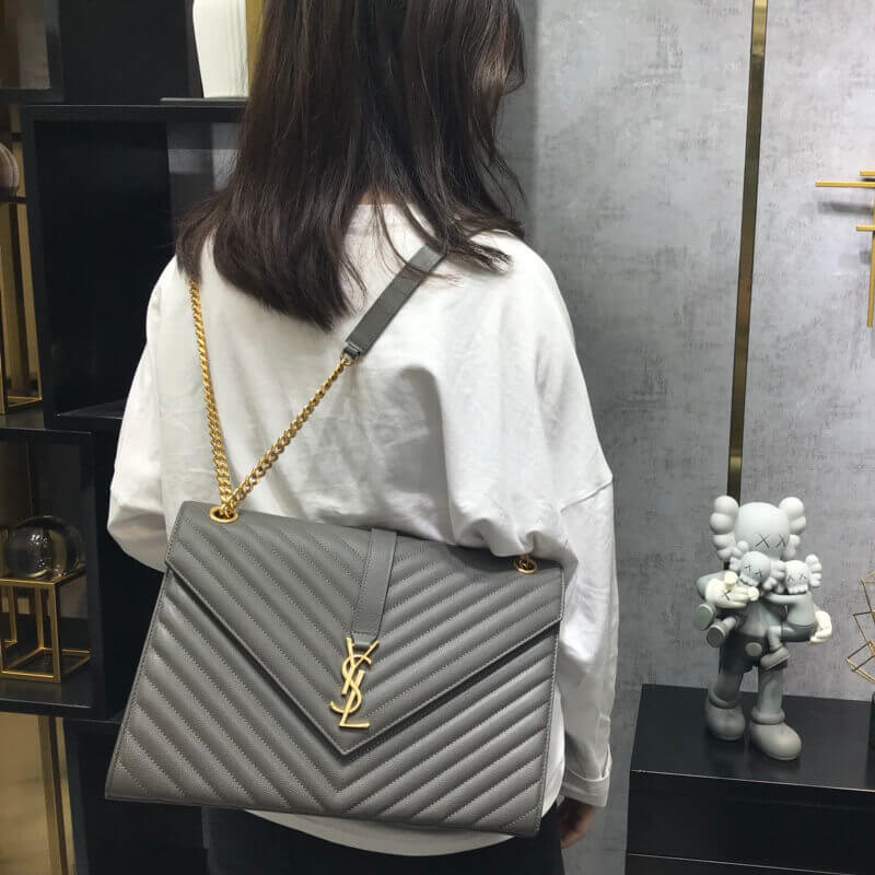 Replica Saint Laurent Grain Leather Large Envelope Chain Bag 396910 - Image 2