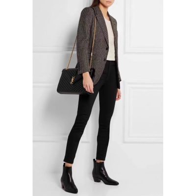 Alternative view of Replica Saint Laurent Grain Leather Large Envelope Chain Bag 396910 Black