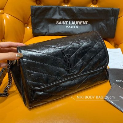 Alternative view of Replica Saint Laurent Niki Body Bag In Crinkled Vintage Leather 577124