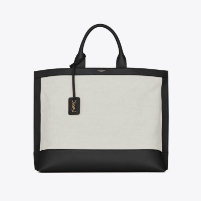 Replica Saint Laurent Shopping Tag En Cuir Et Toile 619757