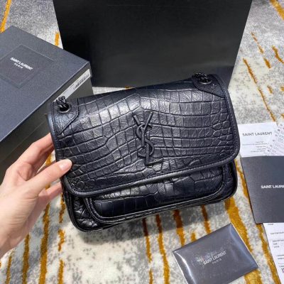 Replica Ysl Saint Laurent Niki Baby In Soft Crocodile-Embossed Leather 533037