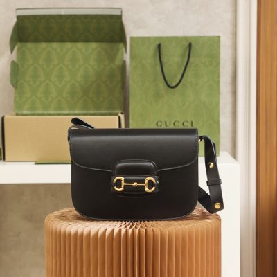 Replica Gucci Horsebit 1955 Shoulder Bag 602204 Black Leather