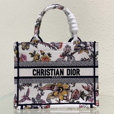 Replica Dior Book Tote Small White Multicolor Dior Jardin Botanique Embroidery M1265Zrzb_M884
