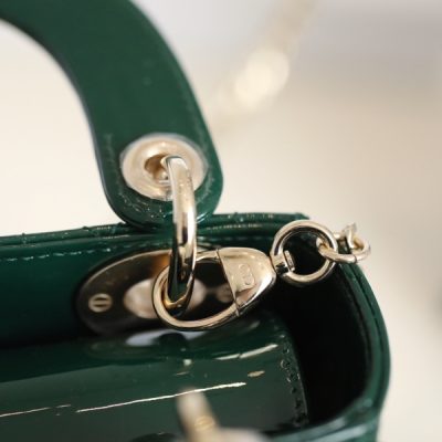 Alternative view of Replica Dior Mini Lady Dior Bag Emerald Green Patent Cannage Calfskin M0505Owcb_M81C