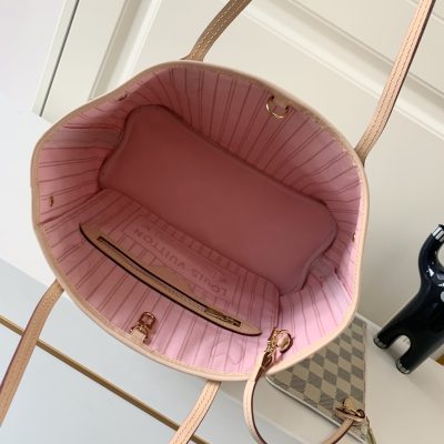 Alternative view of Replica Louis Vuitton Damier Azur Neverfull Pink Pm/Mm/Gm M41603