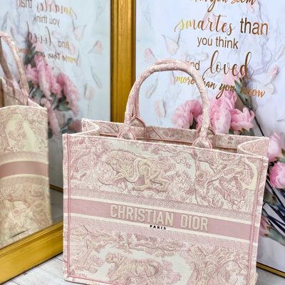 Replica Dior Book Tote Medium Pink Toile De Jouy Embroidery M1286Ztdt_M956