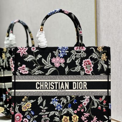 Replica Dior Book Tote Large Black Multicolor Dior Petites Fleurs Embroidery M1286Zeau_M911