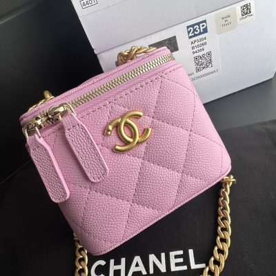 Replica Chanel Clutch With Chain Grained Calfskin Gold-Tone Metal Pink Ap3203