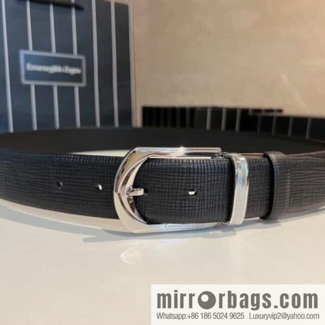 Ermengildo. Zein Italian Zegna Men\'s Imported Cowhide Cross Textured Belt