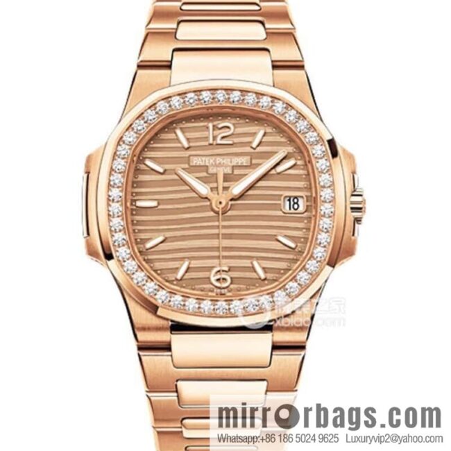 PP Nautilus 7010 series, the most beautiful Nautilus real diamond 32mm ultra-thin quartz women\'s watch