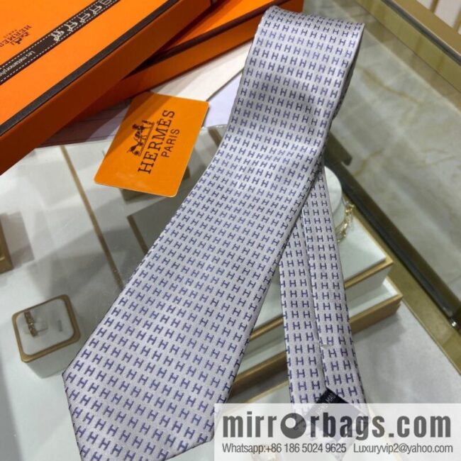 IMG_7458-800x800ouo3yyjpzje75435_20250630173454.jpg Hermes 100% Top Twill Silk H-Pattern Jacquard Tie
