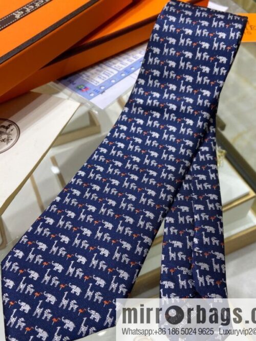 a1653746789930_1082-800x800lh44cuz0po575189_20250630172209.jpg Hermes 100% Top Twill Silk Elephant Print Tie